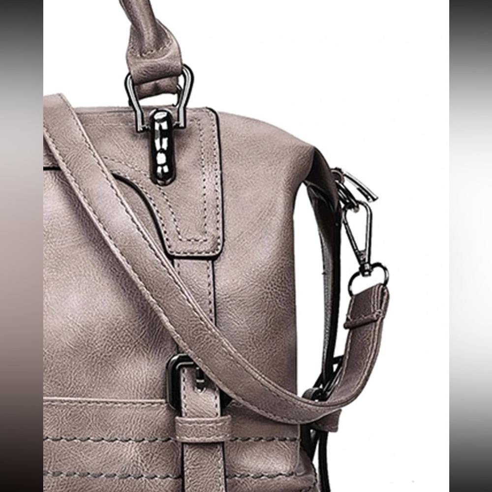 Gray vegan leather tote bag - Picture 4 of 4